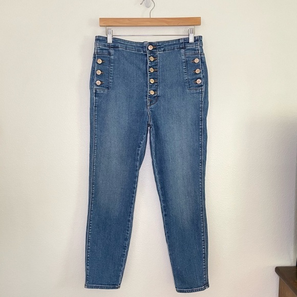 J Brand Natasha Sky High Crop Skinny Jean Button Front Stretch Denim Lovesick 31 - Picture 7 of 16